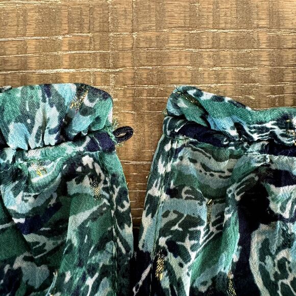Maison d' Amelie Anthropologie sheer green tropical print blouse size XS - Picture 5 of 8
